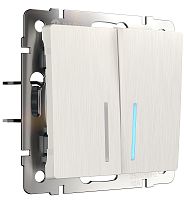 Выключатель с подсветкой без рамки Werkel 2-кл. перламутр рифленый картинка